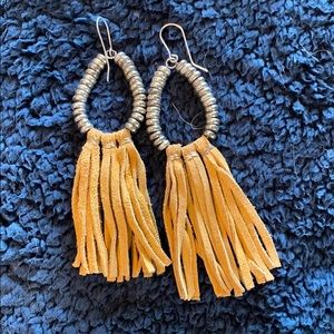 Yellow fringe earrings